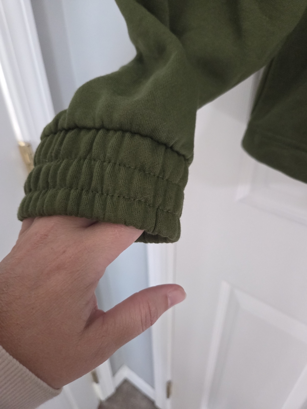 Treign Olive Green Hoodie with Black Chest Panel and White Logo - Picture 3 of 7